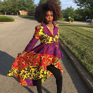 African Print Hand Made High Low Dress